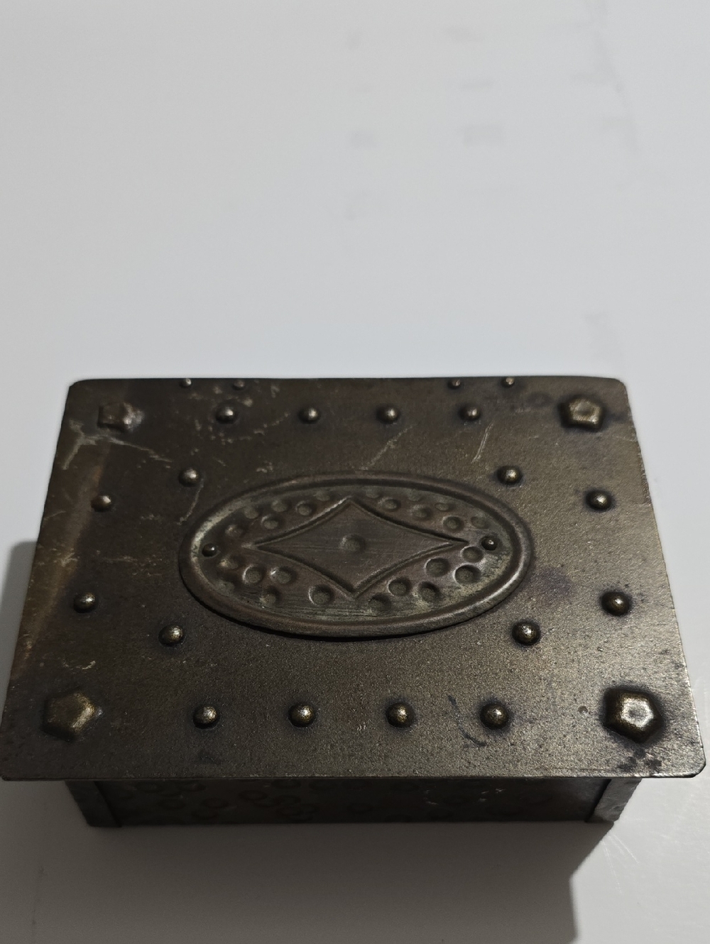 VTG Art&Craft Style German Hugo Berger Goberg Wood Lined Wrought Iron Brass Box